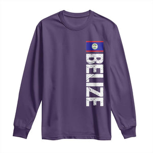 Belize Flag Long Sleeve Shirt Distressed Central American Pride Heritage Gift TS10 S Purple Print Your Wear