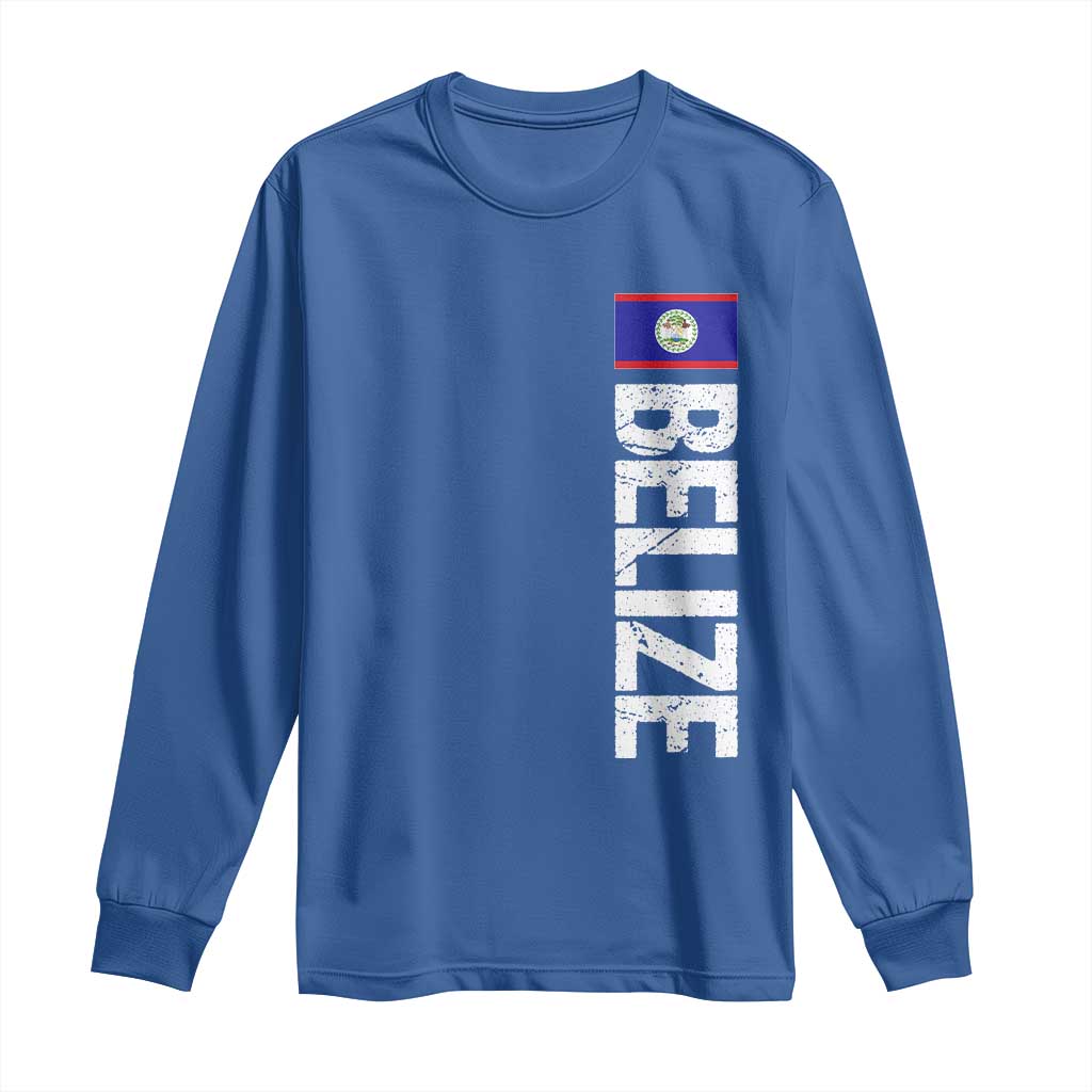 Belize Flag Long Sleeve Shirt Distressed Central American Pride Heritage Gift TS10 Royal Blue Print Your Wear