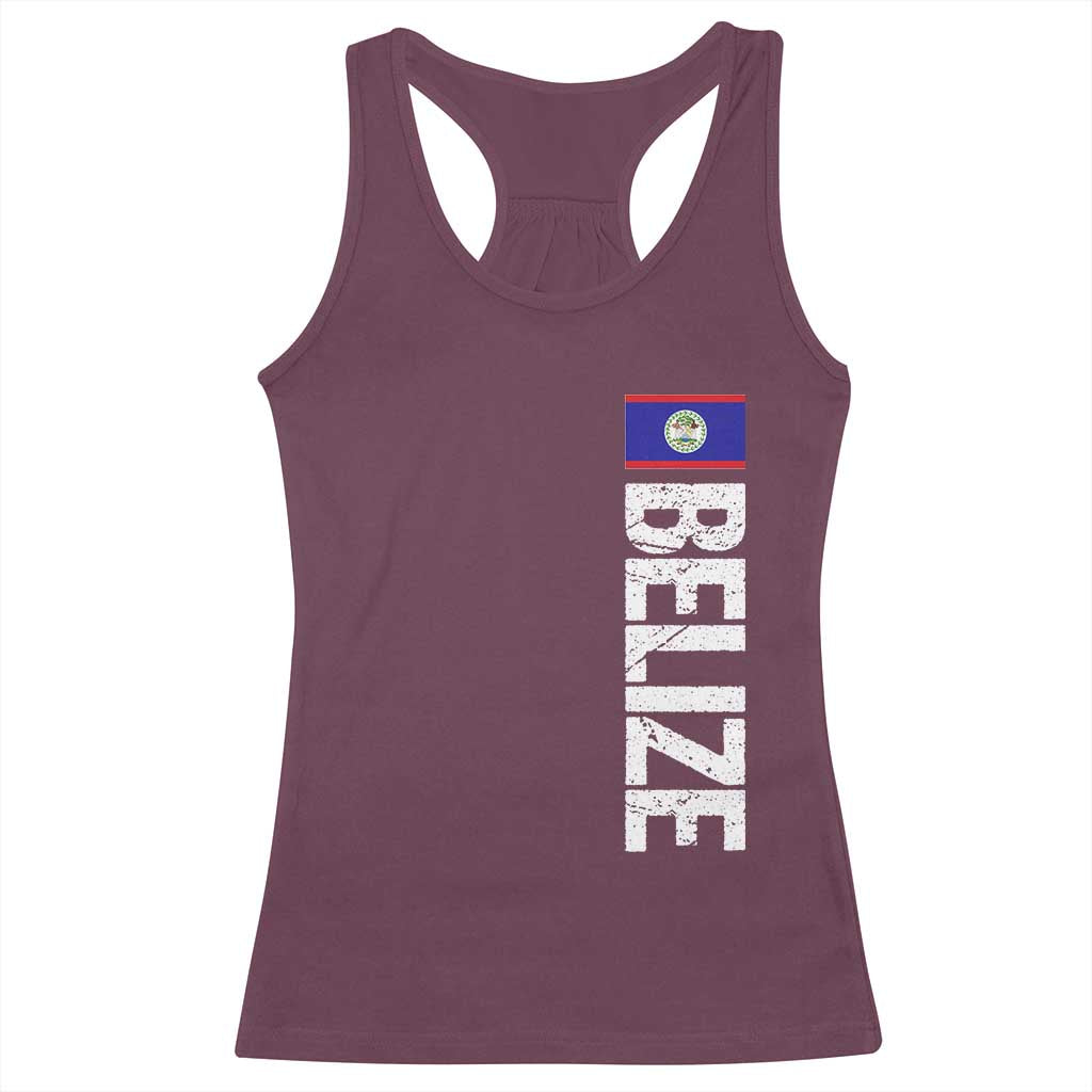 Belize Flag Racerback Tank Top Distressed Central American Pride Heritage Gift TS10 Maroon Print Your Wear