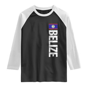Belize Flag Raglan Shirt Distressed Central American Pride Heritage Gift TS10 Black White Print Your Wear