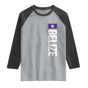 Belize Flag Raglan Shirt Distressed Central American Pride Heritage Gift TS10 Heather Gray Heather Charcoal Print Your Wear