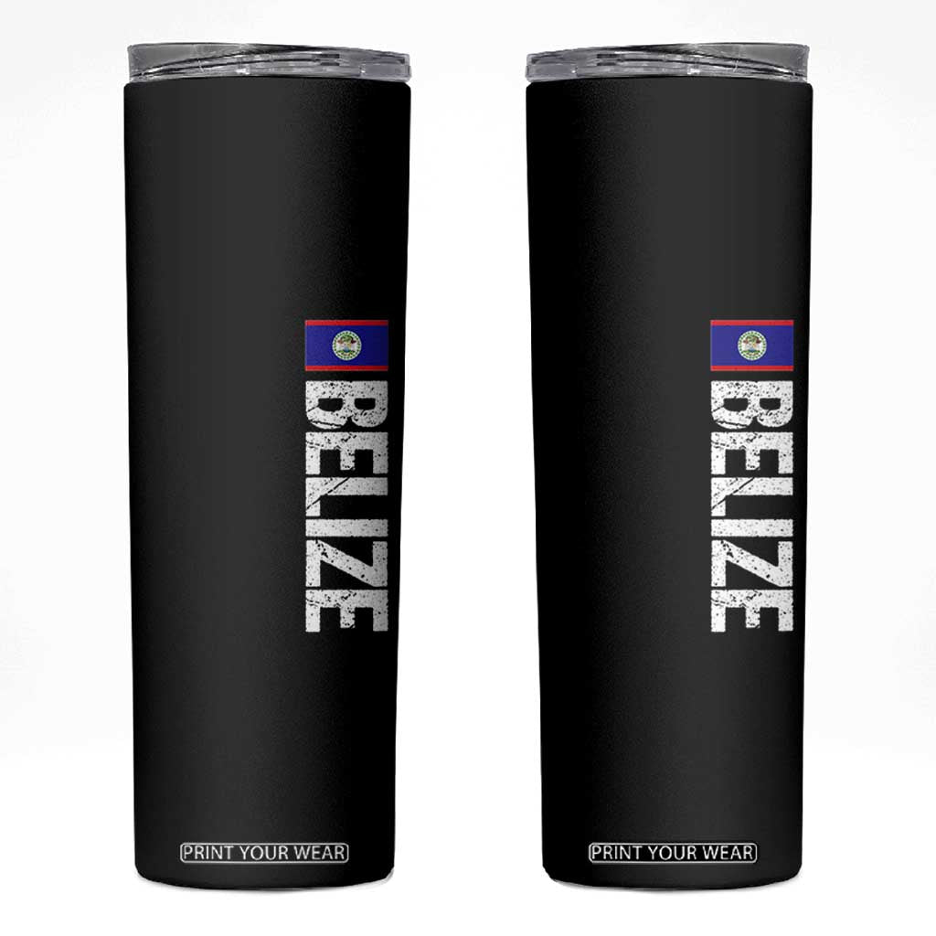 Belize Flag Skinny Tumbler Distressed Central American Pride Heritage Gift TS10 Black Print Your Wear
