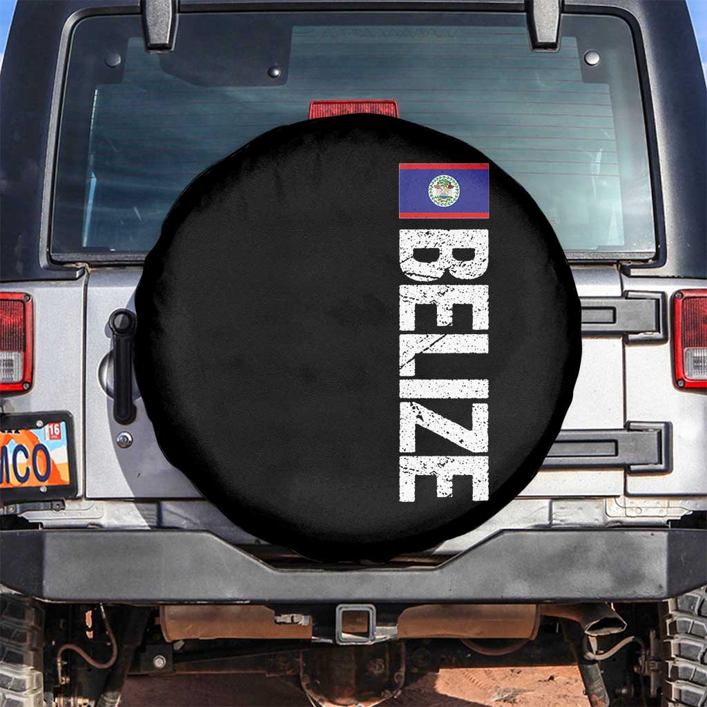 Belize Flag Spare Tire Cover Distressed Central American Pride Heritage Gift TS10 No hole Black Print Your Wear
