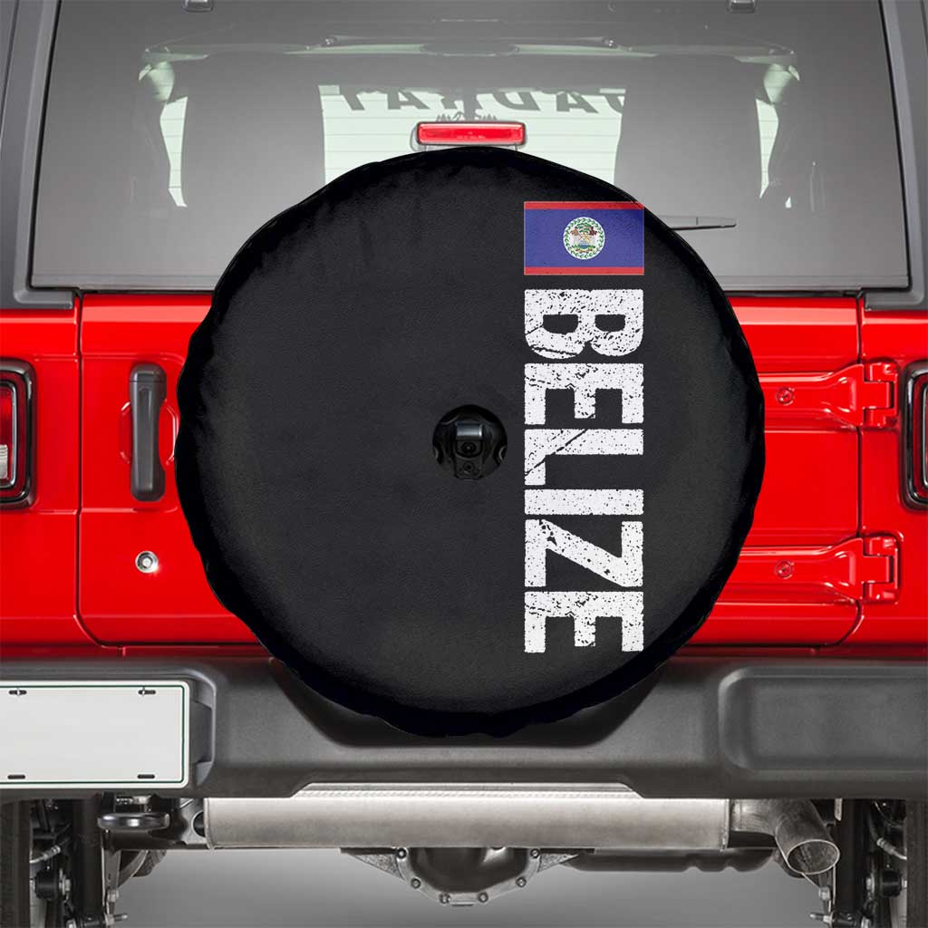 Belize Flag Spare Tire Cover Distressed Central American Pride Heritage Gift TS10 Black Print Your Wear