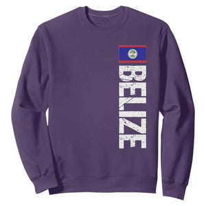 Belize Flag Sweatshirt Distressed Central American Pride Heritage Gift TS10 S Purple Print Your Wear