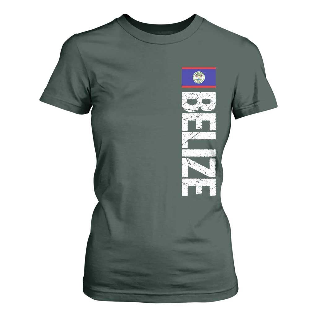 Belize Flag T Shirt For Women Distressed Central American Pride Heritage Gift TS10 Dark Forest Green Print Your Wear
