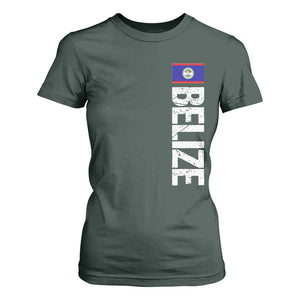 Belize Flag T Shirt For Women Distressed Central American Pride Heritage Gift TS10 Dark Forest Green Print Your Wear