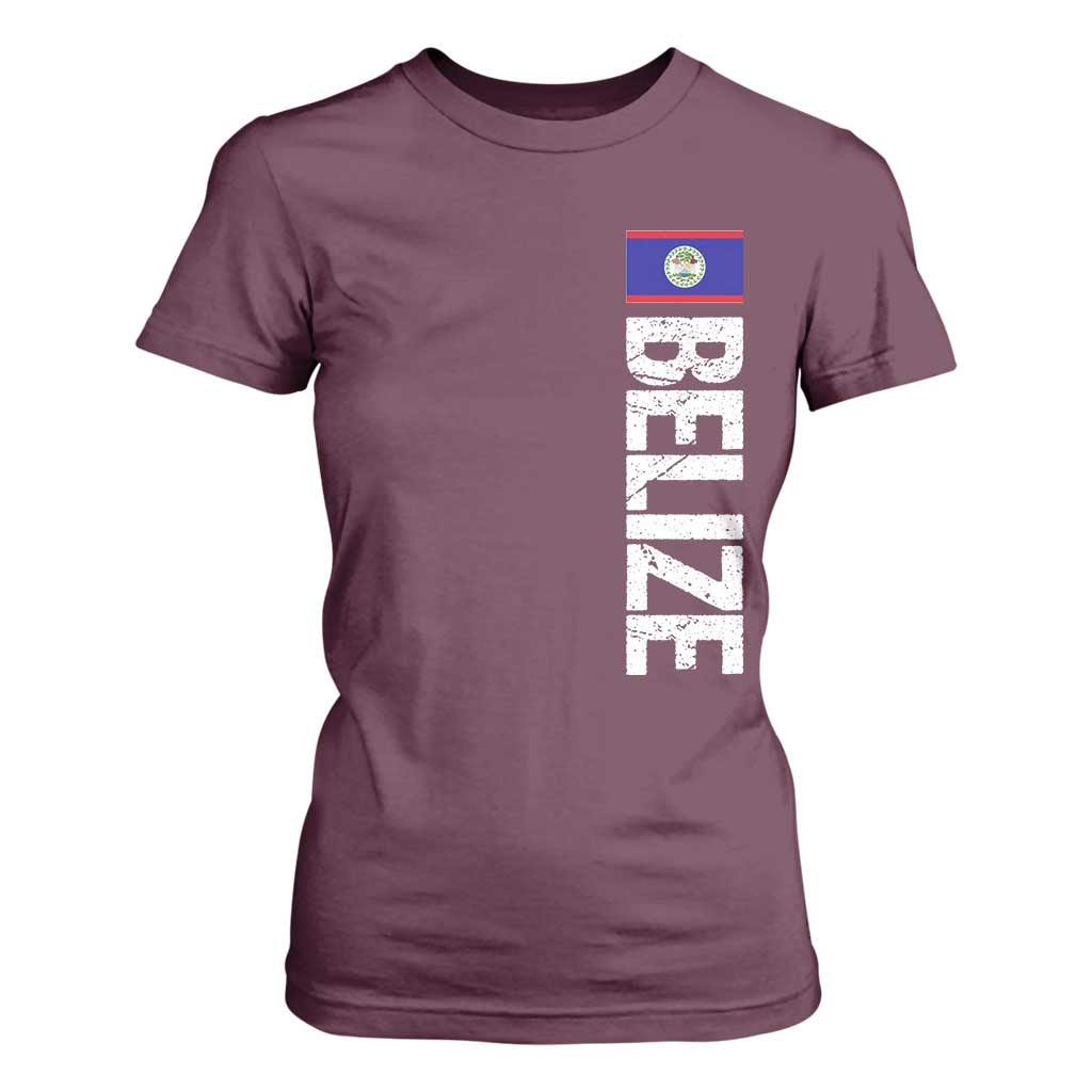 Belize Flag T Shirt For Women Distressed Central American Pride Heritage Gift TS10 Maroon Print Your Wear