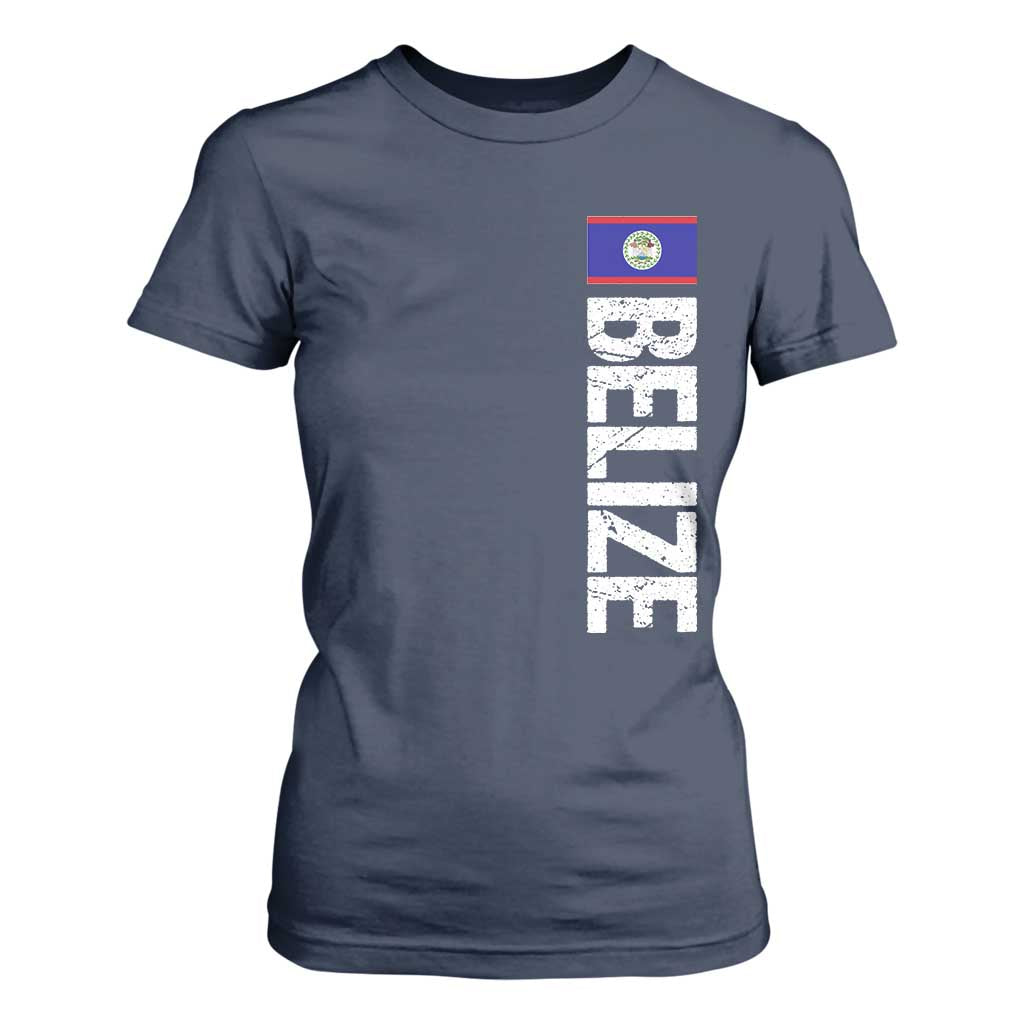 Belize Flag T Shirt For Women Distressed Central American Pride Heritage Gift TS10 Navy Print Your Wear