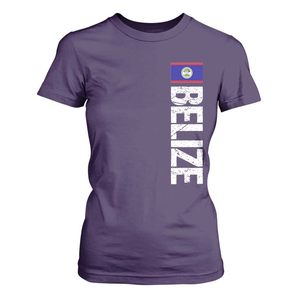 Belize Flag T Shirt For Women Distressed Central American Pride Heritage Gift TS10 Purple Print Your Wear