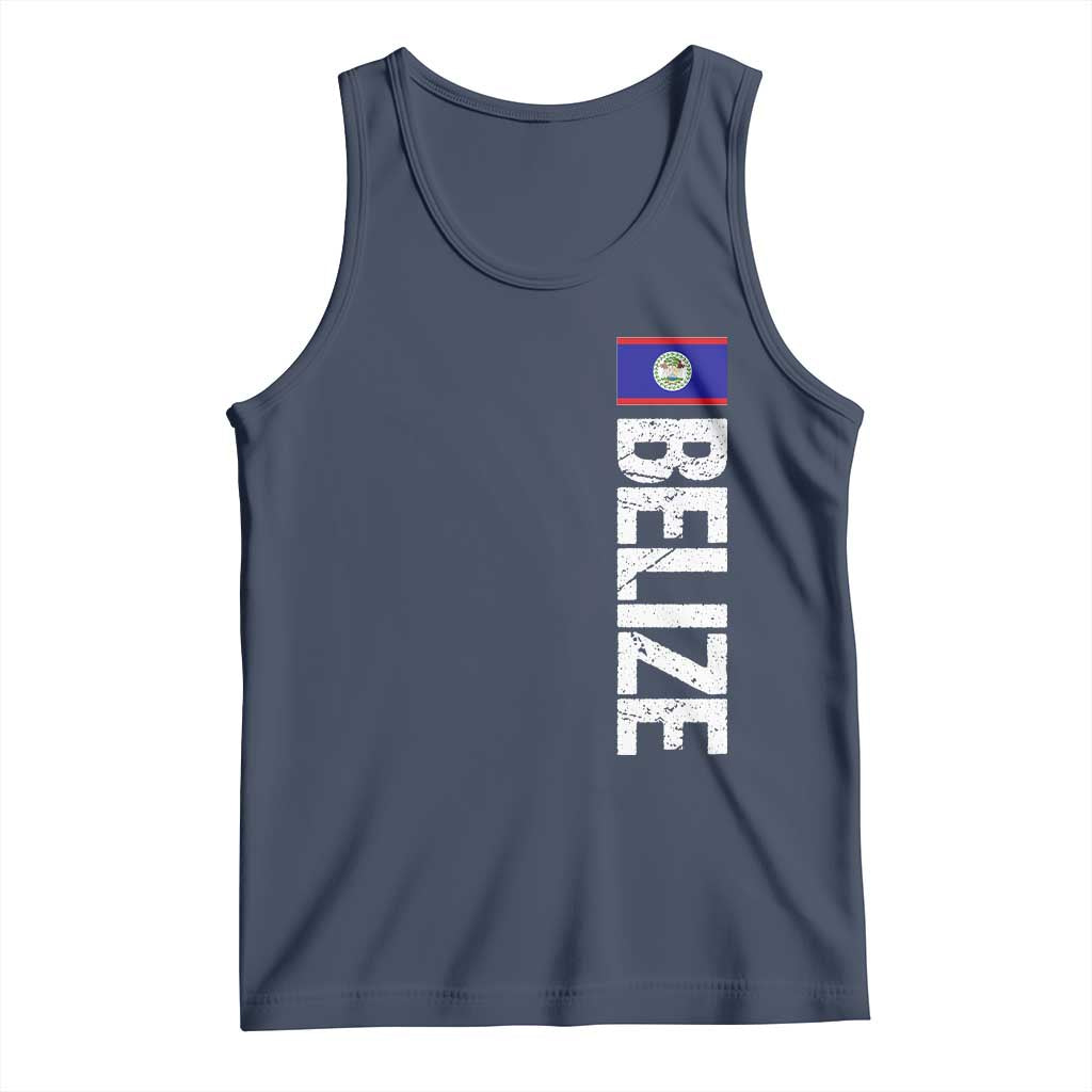 Belize Flag Tank Top Distressed Central American Pride Heritage Gift TS10 Navy Print Your Wear