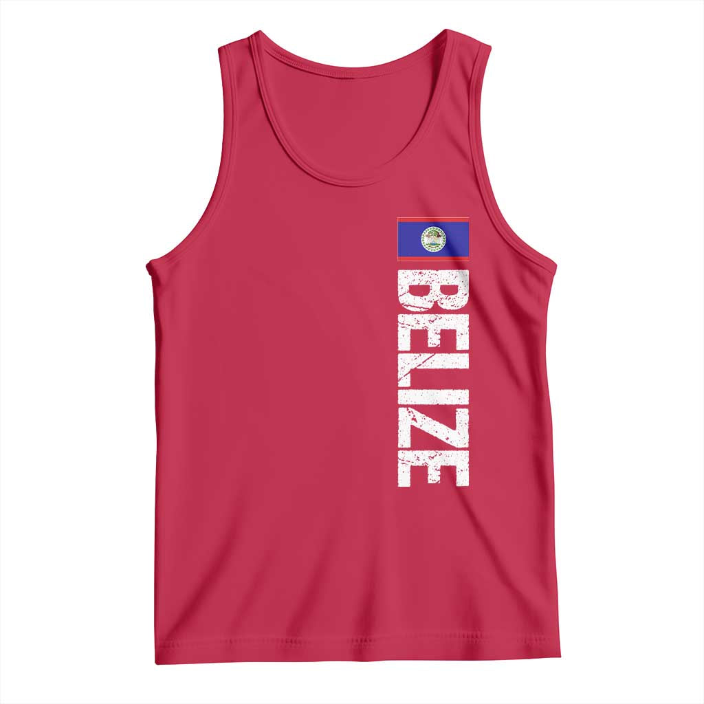 Belize Flag Tank Top Distressed Central American Pride Heritage Gift TS10 Red Print Your Wear