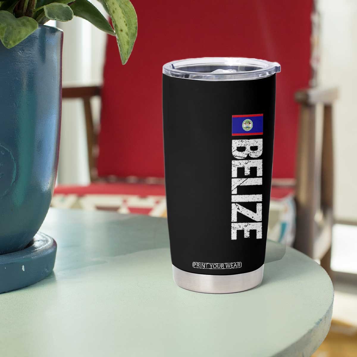 Belize Flag Tumbler Cup Distressed Central American Pride Heritage Gift TS10 Print Your Wear