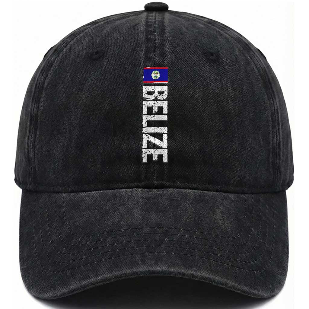 Belize Flag Washed Cotton Baseball Cap Distressed Central American Pride Heritage Gift TS10 Print Your Wear