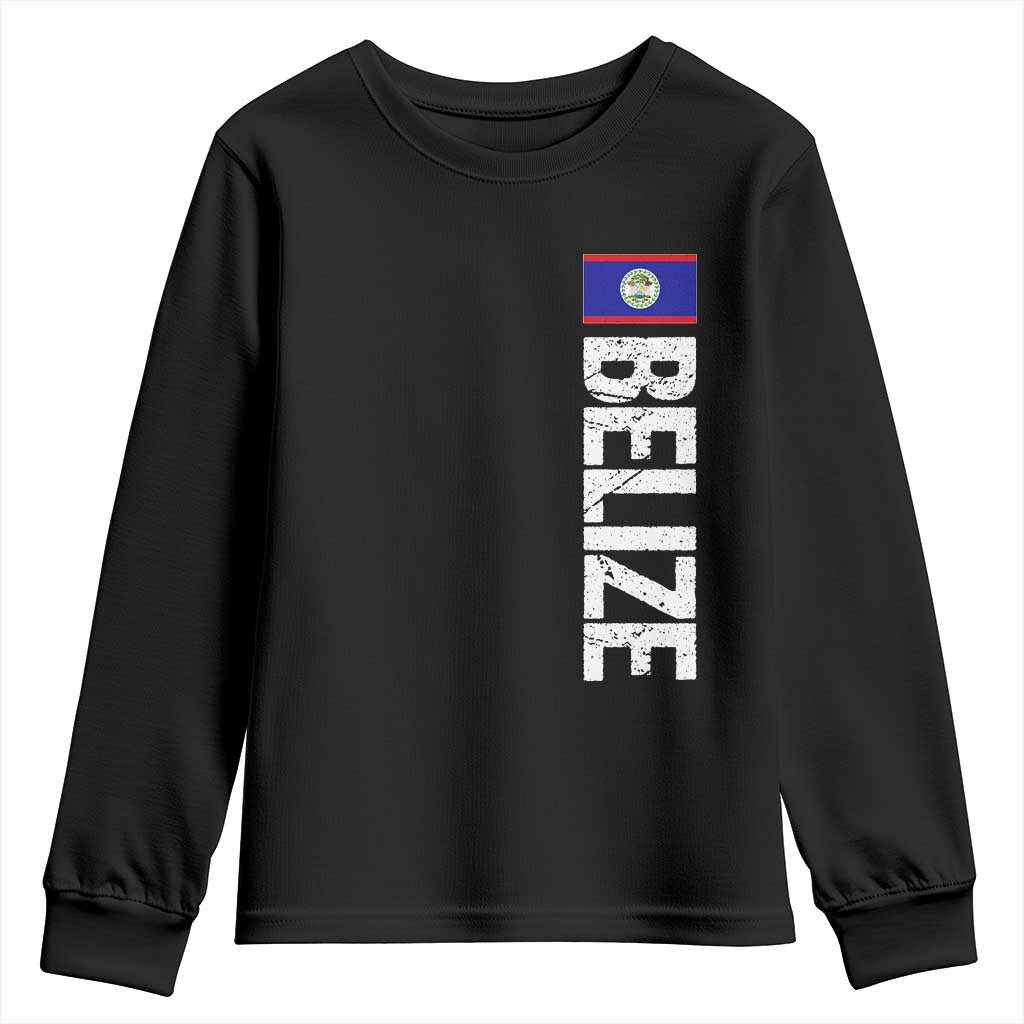 Belize Flag Youth Sweatshirt Distressed Central American Pride Heritage Gift TS10 Black Print Your Wear