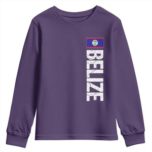 Belize Flag Youth Sweatshirt Distressed Central American Pride Heritage Gift TS10 Purple Print Your Wear