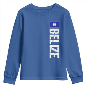 Belize Flag Youth Sweatshirt Distressed Central American Pride Heritage Gift TS10 Royal Blue Print Your Wear