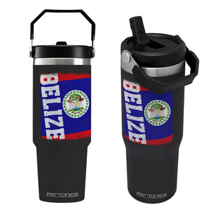 Vintage Belize Flip Straw Tumbler Distressed Flag Central American Pride Heritage Gift TS10 One Size: 30 oz Black Print Your Wear