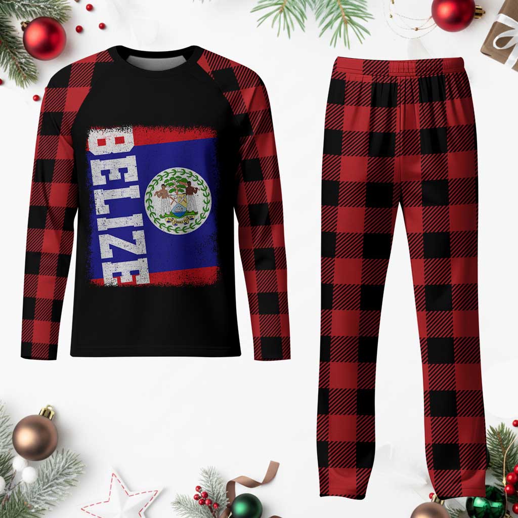 Vintage Belize Plaid Pajama Set Distressed Flag Central American Pride Heritage Gift TS10 Buffalo Plaid Print Your Wear