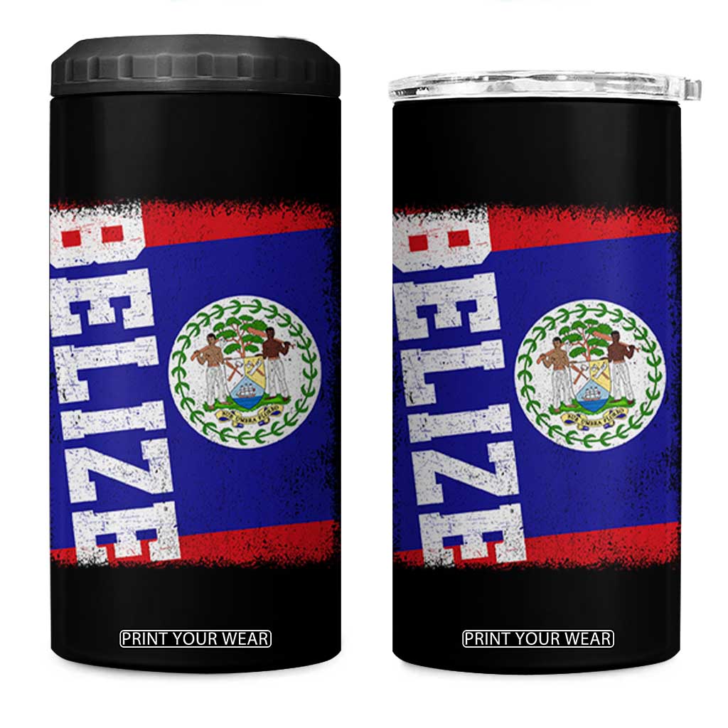 Vintage Belize 4 in 1 Can Cooler Tumbler Distressed Flag Central American Pride Heritage Gift TS10 One Size: 16 oz Black Print Your Wear