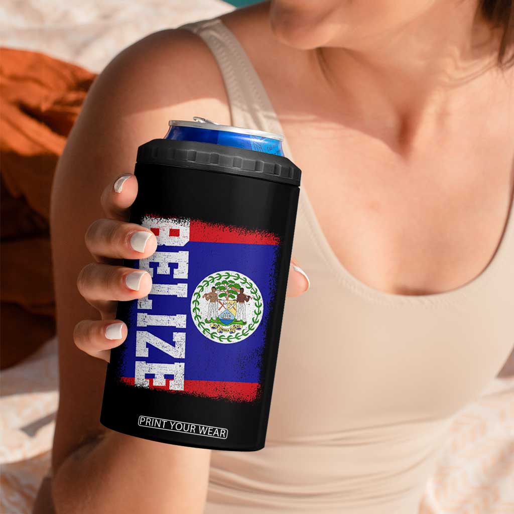 Vintage Belize 4 in 1 Can Cooler Tumbler Distressed Flag Central American Pride Heritage Gift TS10 Print Your Wear