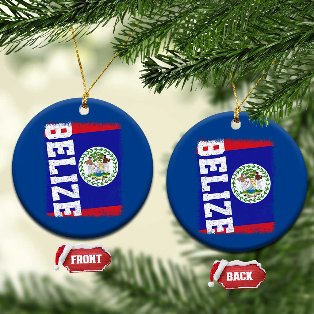 Vintage Belize Ceramic Ornament Distressed Flag Central American Pride Heritage Gift TS10 1pc Blue Print Your Wear