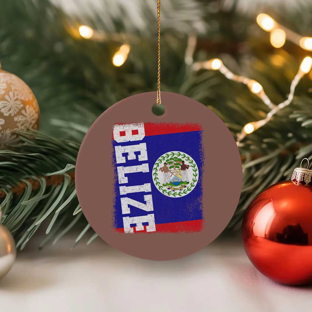 Vintage Belize Ceramic Ornament Distressed Flag Central American Pride Heritage Gift TS10 1pc Mocha Print Your Wear
