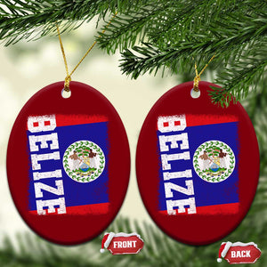 Vintage Belize Ceramic Ornament Distressed Flag Central American Pride Heritage Gift TS10 Print Your Wear