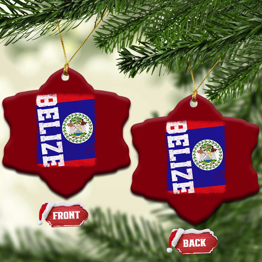 Vintage Belize Ceramic Ornament Distressed Flag Central American Pride Heritage Gift TS10 Print Your Wear
