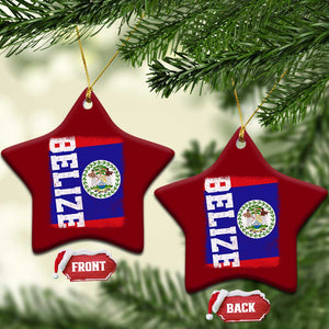 Vintage Belize Ceramic Ornament Distressed Flag Central American Pride Heritage Gift TS10 Print Your Wear