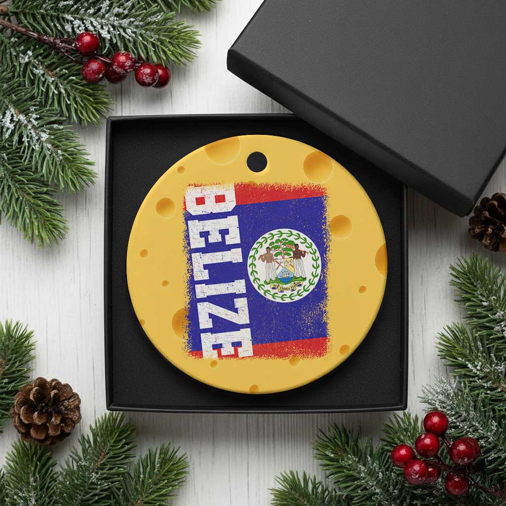 Vintage Belize Ceramic Ornament Distressed Flag Central American Pride Heritage Gift TS10 1pc Yellow Cheese Print Your Wear