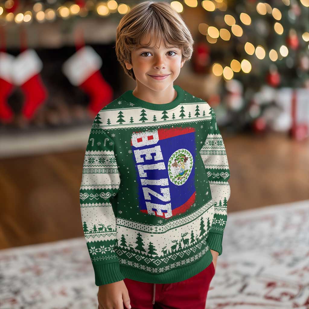Vintage Belize Ugly Christmas Sweater Distressed Flag Central American Pride Heritage Gift TS10 Print Your Wear