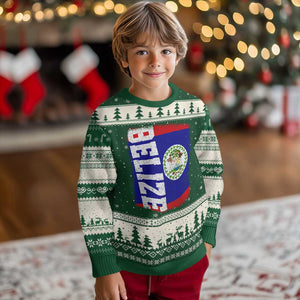 Vintage Belize Ugly Christmas Sweater Distressed Flag Central American Pride Heritage Gift TS10 Print Your Wear