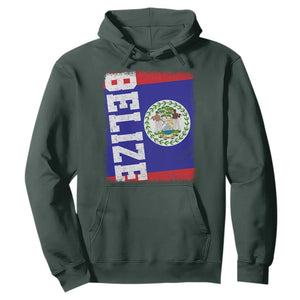 Vintage Belize Hoodie Distressed Flag Central American Pride Heritage Gift TS10 Dark Forest Green Print Your Wear