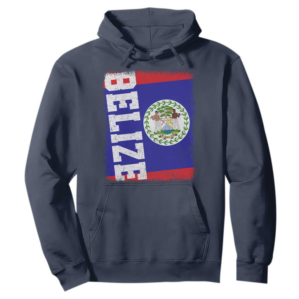 Vintage Belize Hoodie Distressed Flag Central American Pride Heritage Gift TS10 Navy Print Your Wear