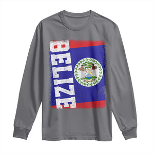 Vintage Belize Long Sleeve Shirt Distressed Flag Central American Pride Heritage Gift TS10 Charcoal Print Your Wear