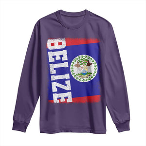 Vintage Belize Long Sleeve Shirt Distressed Flag Central American Pride Heritage Gift TS10 S Purple Print Your Wear