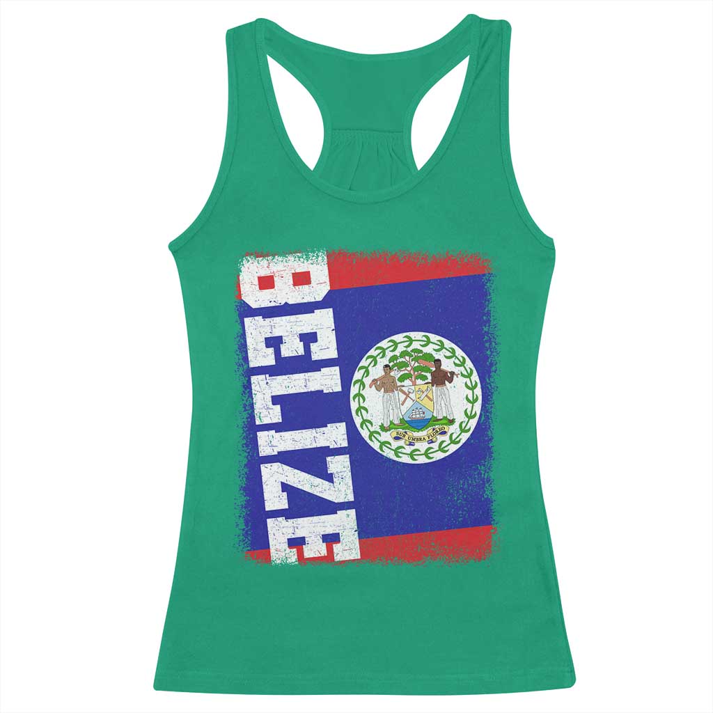Vintage Belize Racerback Tank Top Distressed Flag Central American Pride Heritage Gift TS10 Irish Green Print Your Wear