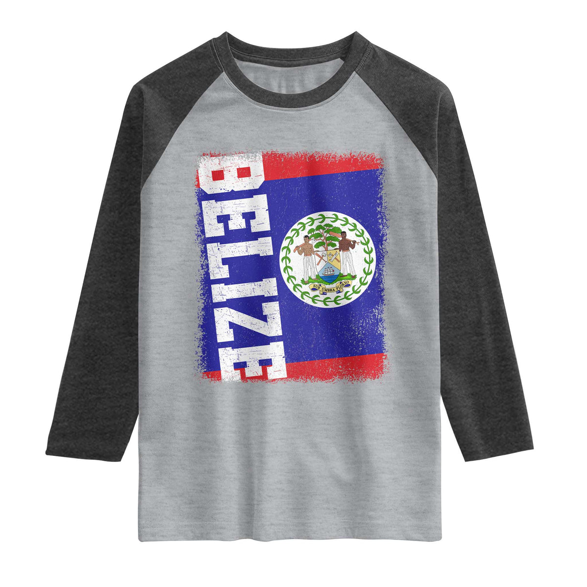 Vintage Belize Raglan Shirt Distressed Flag Central American Pride Heritage Gift TS10 Heather Gray Heather Charcoal Print Your Wear