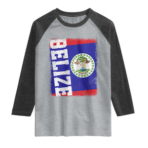 Vintage Belize Raglan Shirt Distressed Flag Central American Pride Heritage Gift TS10 Heather Gray Heather Charcoal Print Your Wear