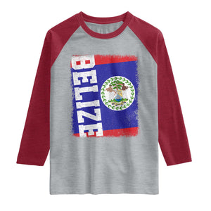 Vintage Belize Raglan Shirt Distressed Flag Central American Pride Heritage Gift TS10 Heather Gray Heather Red Print Your Wear