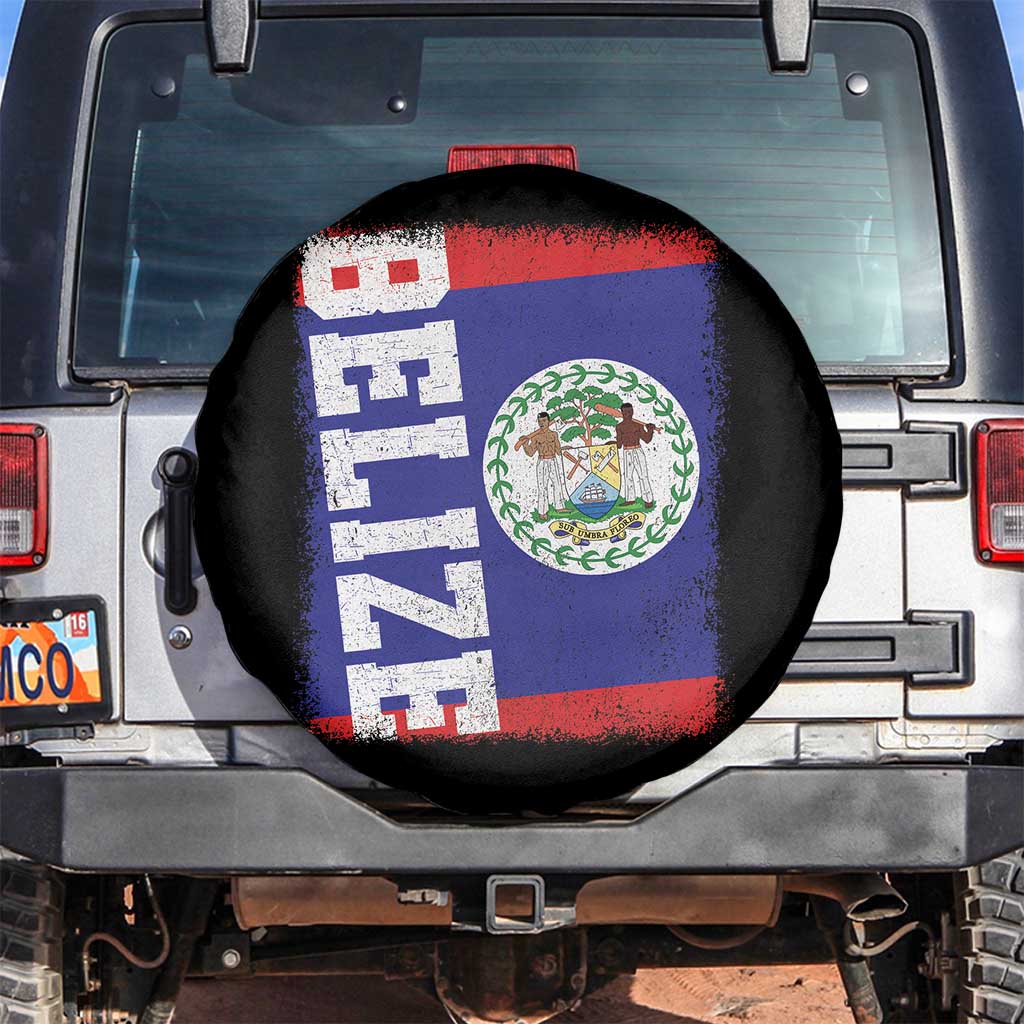 Vintage Belize Spare Tire Cover Distressed Flag Central American Pride Heritage Gift TS10 No hole Black Print Your Wear