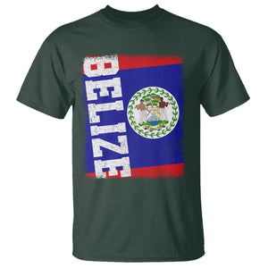 Vintage Belize T Shirt Distressed Flag Central American Pride Heritage Gift TS10 Dark Forest Green Print Your Wear