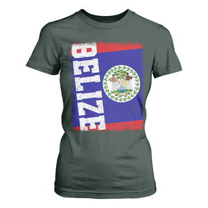 Vintage Belize T Shirt For Women Distressed Flag Central American Pride Heritage Gift TS10 Dark Forest Green Print Your Wear