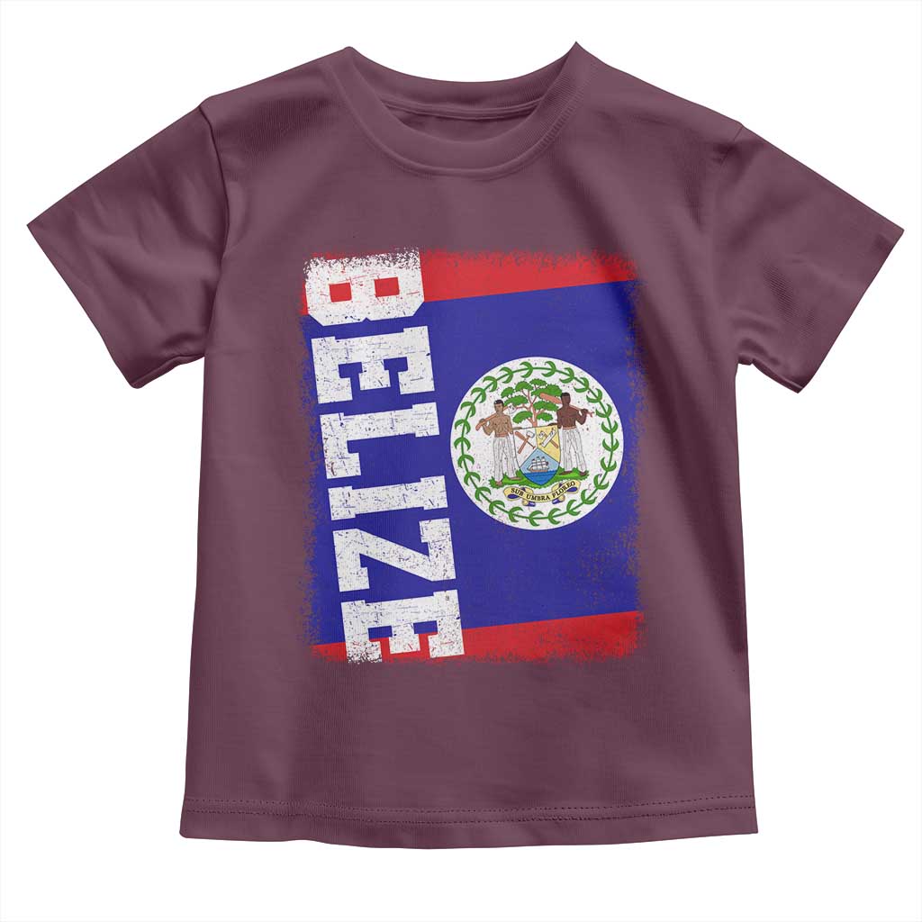 Vintage Belize Toddler T Shirt Distressed Flag Central American Pride Heritage Gift TS10 Maroon Print Your Wear