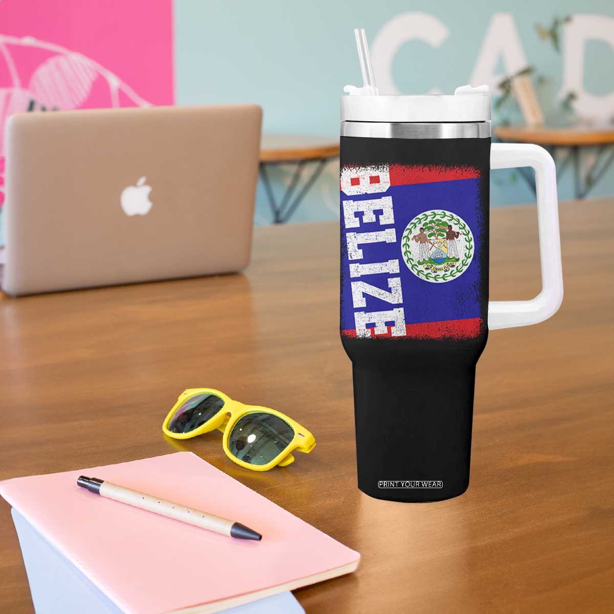 Vintage Belize Tumbler With Handle Distressed Flag Central American Pride Heritage Gift TS10 Print Your Wear