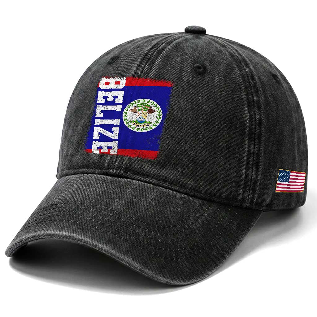 Vintage Belize Washed Cotton Baseball Cap Distressed Flag Central American Pride Heritage Gift TS10 Print Your Wear