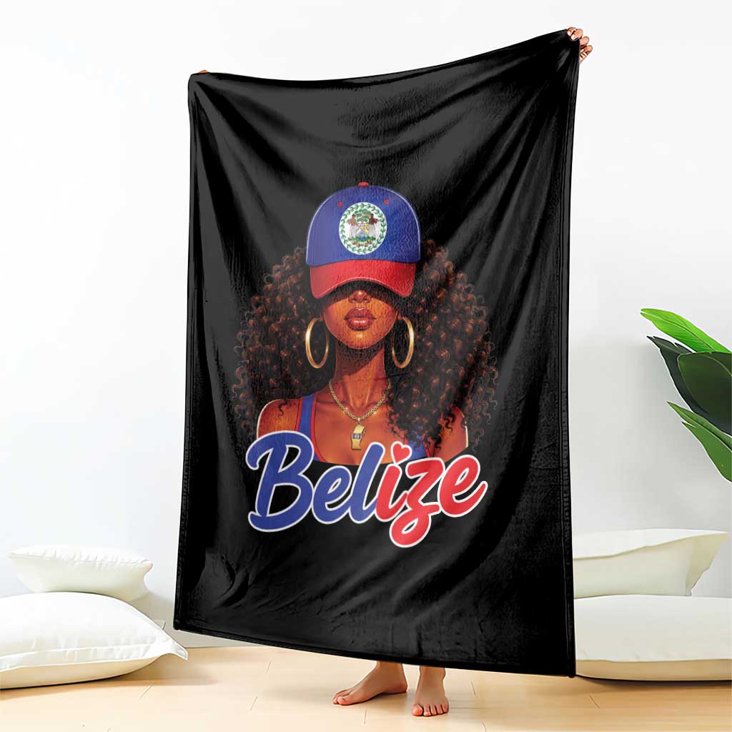 Belize Princess Throw Blanket Melanin Afro Girl Belize Flag Heritage Gift for Black Girls TS10 Print Your Wear