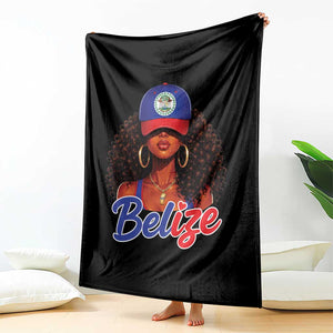 Belize Princess Throw Blanket Melanin Afro Girl Belize Flag Heritage Gift for Black Girls TS10 Print Your Wear
