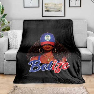 Belize Princess Throw Blanket Melanin Afro Girl Belize Flag Heritage Gift for Black Girls TS10 Print Your Wear